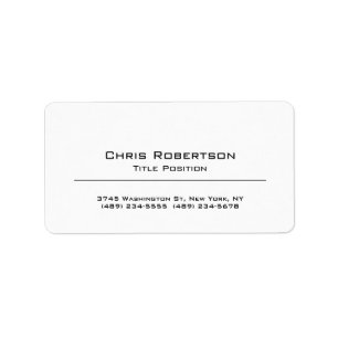 Étiquette Minimaliste simple blanc professionnel simple