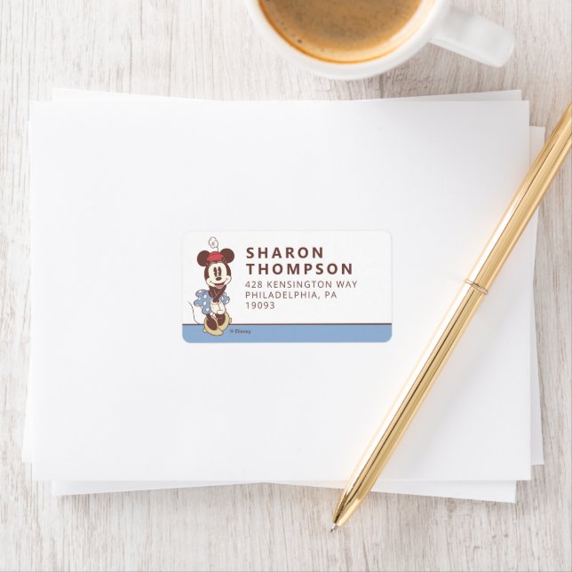 Étiquette Minnie Mouse 50e anniversaire (En situation)