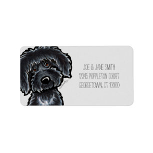 Étiquette Mod gris d'art noir de Labradoodle