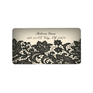 Étiquette Mode Paris vintage motif floral dentelle noire