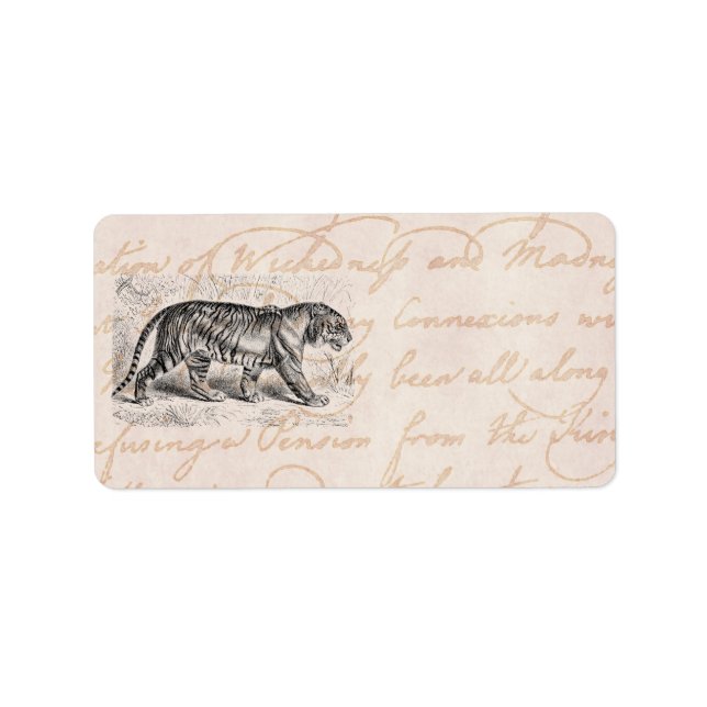 Étiquette Modèle d'illustrations de tigres vintages (Devant)