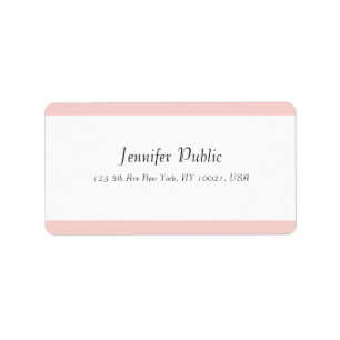 Étiquette Modèle simple et moderne manuscrit rose pâle