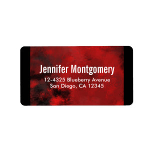Étiquette Modern Black & Red Abstract - Dark Mysterious