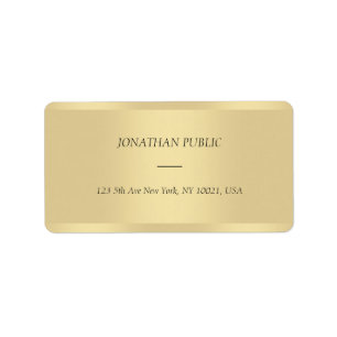 Étiquette Modern Chic Italic Nom de texte Trendy Gold Adress
