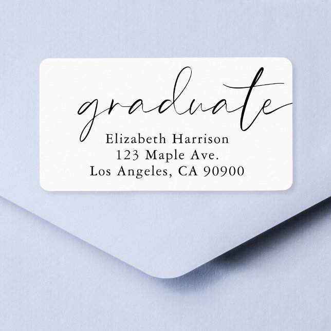 Étiquette Modern Chic Script Graduation Adresse de retour (Créateur téléchargé)