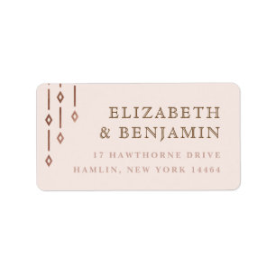 Étiquette Modern Deco Blush Rose Gold Foil Adresse de retour