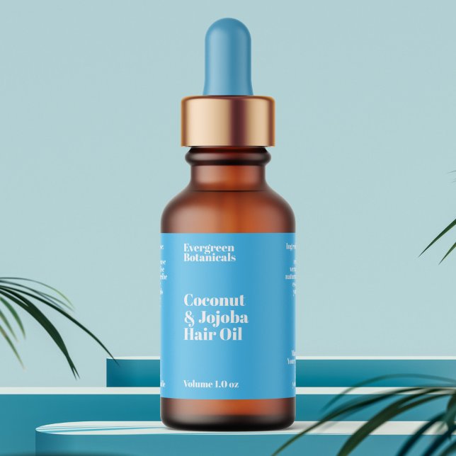 Étiquette Modern Light Blue Cosmetics Dropper Bottle Label (Créateur téléchargé)
