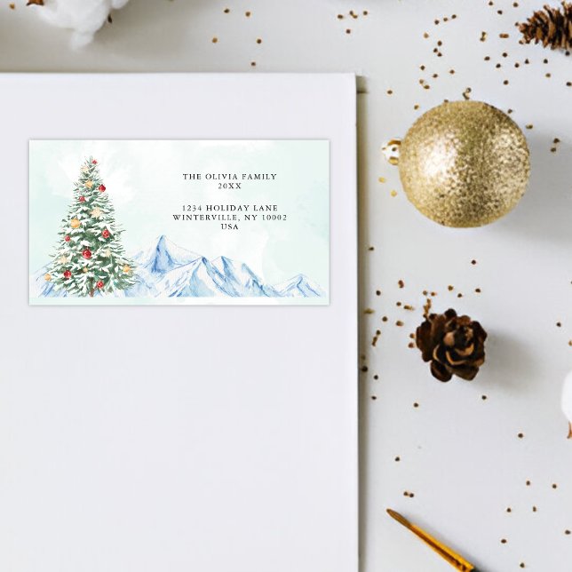 Étiquette Modern minima Noël Holiday Adresse de retour (Modern Minimal Christmas Holiday Return Address Label)