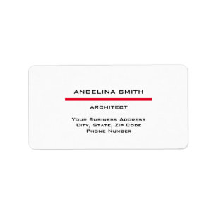 Étiquette Modern Simple Minimalist White Red Professional