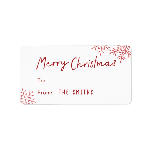 Étiquette Modern Simple Script Snowflakes Christmas gift  (Devant)