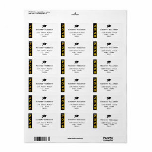 Étiquette Moderne 1 Photo Gold Black Adresse de graduation