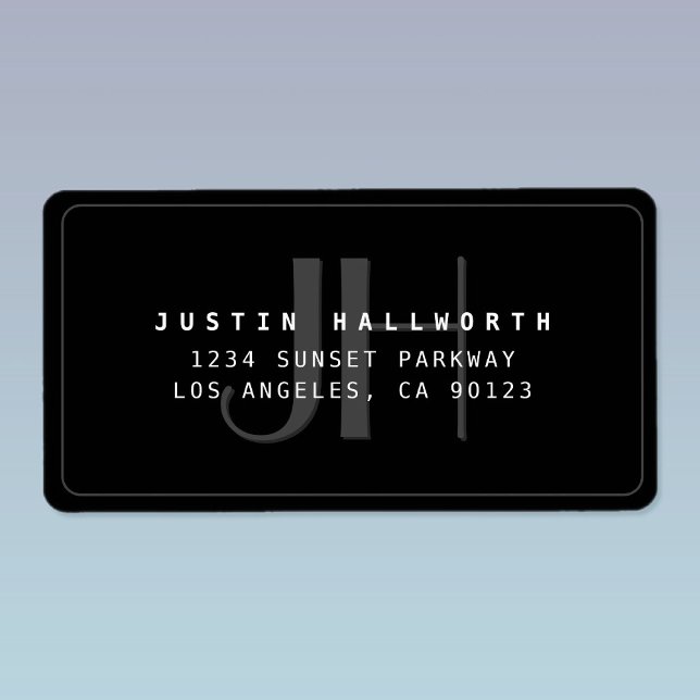 Étiquette Moderne Faux Embossés Monogramme Adresse d'entrepr (Créateur téléchargé)