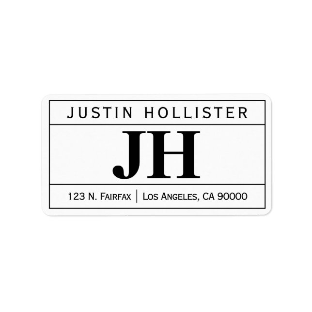 Étiquette Moderne Gras Professionnel | Blanc et noir (Devant)