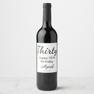 Étiquette moderne Happy 30th Birthday Wine Bottle