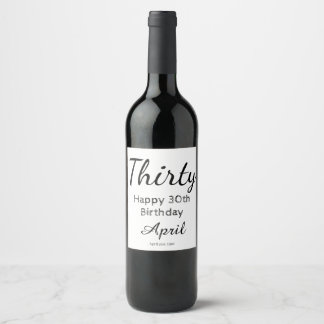 Étiquette moderne Happy 30th Birthday Wine Bottle