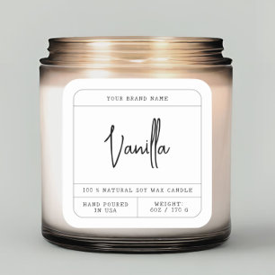 Étiquette moderne minimaliste à bougie blanche