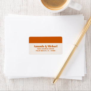 Étiquette Moderne minimaliste brûlé orange