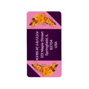 Étiquette Moderne rose violet Floral Boho Esthétique Trindy