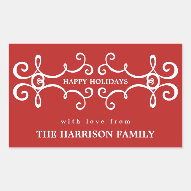 Étiquette moderne/rouge de cadeau de Noël de (Devant)