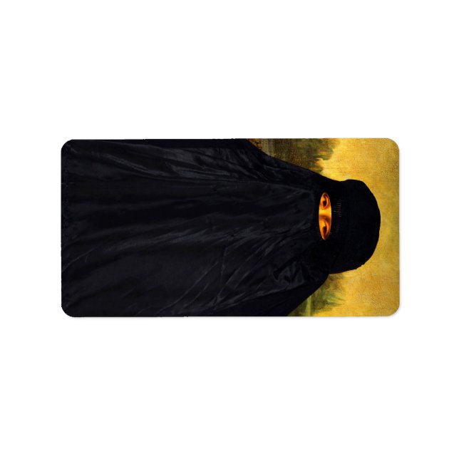 Étiquette Mona Lisa cachée derrière la burqa (Devant)