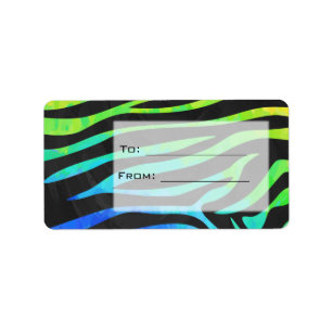 Étiquette Monogram Zebra Black and Rainbow Print