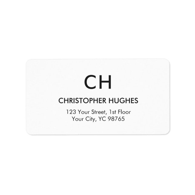 Étiquette Monogramme blanc classique élégant (Devant)