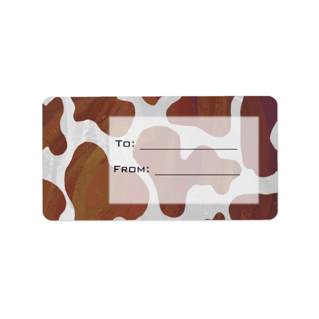 Étiquette Monogramme Brown et blanc de vache (Devant)