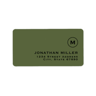 Étiquette Monogramme classique minimaliste d'olive Adresse d