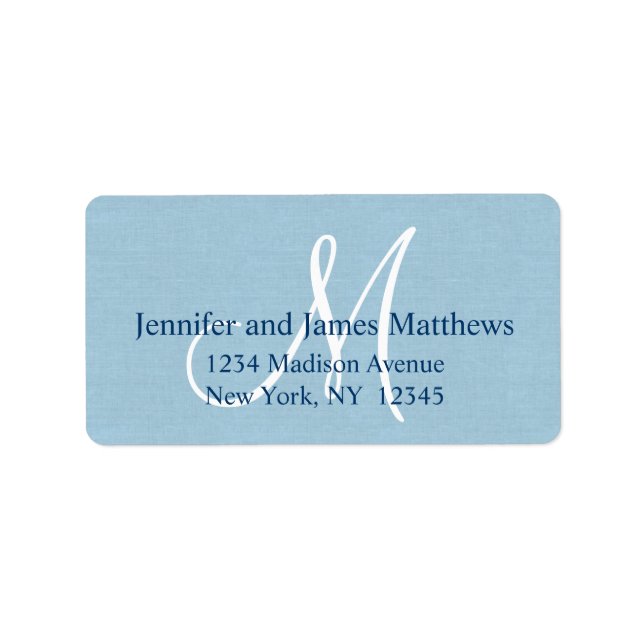 Étiquette Monogramme de lin rustique pour Mariages (Devant)