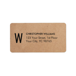 Étiquette Monogramme d'entreprise papier Kraft simple et élé