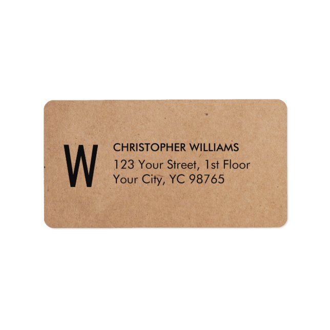 Étiquette Monogramme d'entreprise papier Kraft simple et élé (Devant)