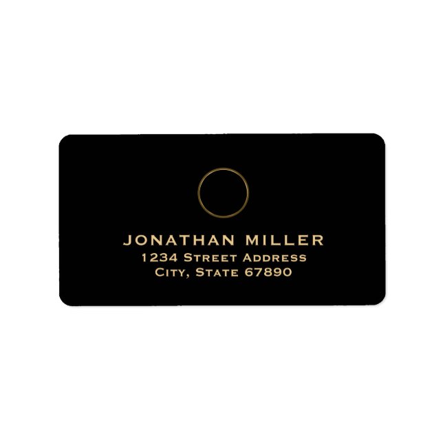 Étiquette Monogramme d'or noir moderne Adresse de retour (Devant)