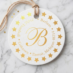 Étiquette Monogramme Étoile Dorée Circulaire