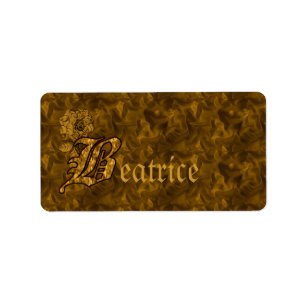 Étiquette Monogramme Initiale B Or Paon Floral Personnalisé