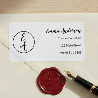 Étiquette Monogramme Moderne Minimaliste