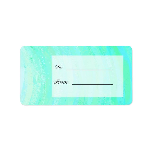 Étiquette Monogramme noir et bleu de la menthe (Devant)