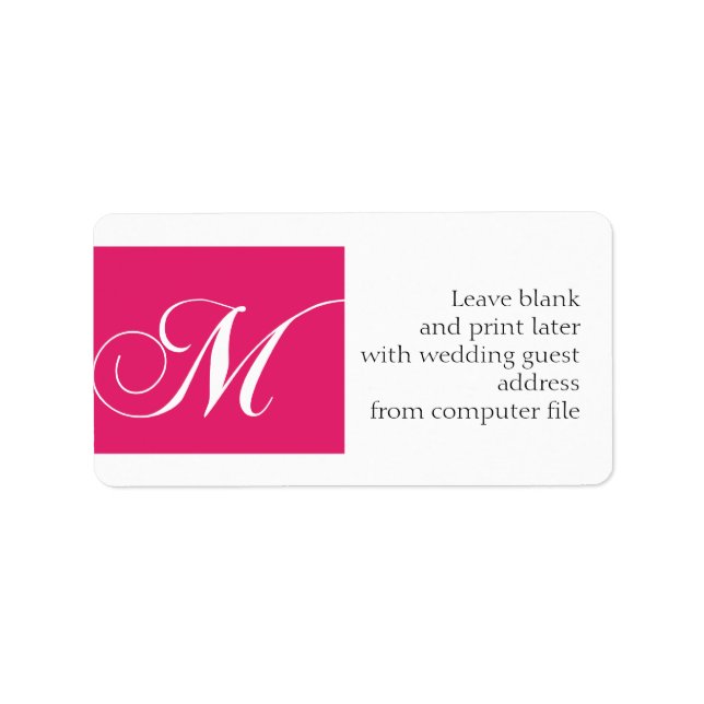Étiquette Monogramme rose faire-part de mariage M (Devant)