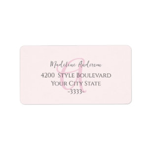 Étiquette Monogramme rose rose rose moderne minimaliste fémi