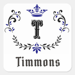 Étiquette monogramme "T" de couronne