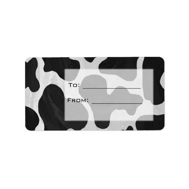 Étiquette Monogramme vache noir et blanc (Devant)
