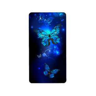 Étiquette Morpho Butterfly in the Dark Background