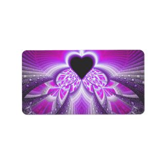 Étiquette Motif Abstrait Fractal Rose Et Violet