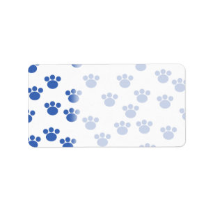 Étiquette Motif animal d'empreinte de patte. Bleu et blanc