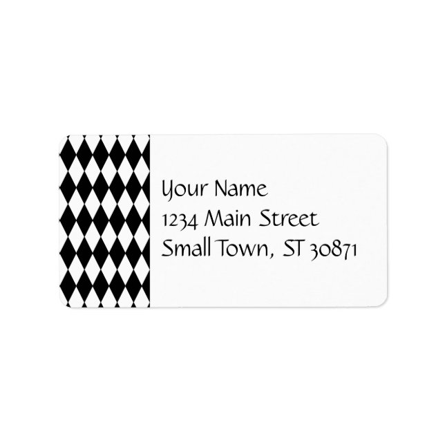 Étiquette Motif arlequin noir et blanc (Devant)