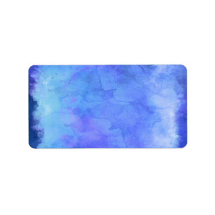 Étiquette Motif bleu turquoise violet de texture d'aquarelle