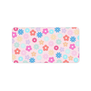 Étiquette Motif Boho Rose Daisy Flowers