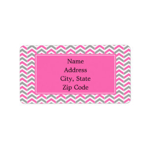 Étiquette Motif chaud rose et gris Chevron
