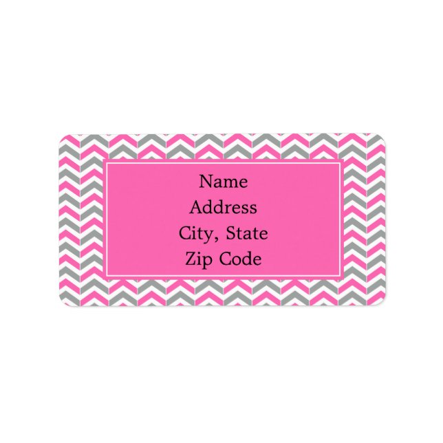 Étiquette Motif chaud rose et gris Chevron (Devant)