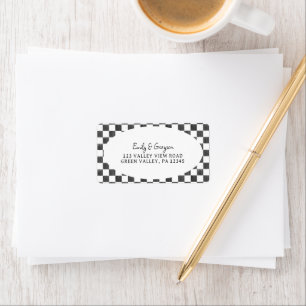 Étiquette Motif damier peint en noir Adresse de retour