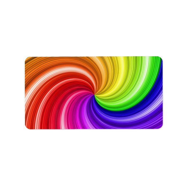 Étiquette Motif d'art en spirale coloré Tie Dye Rainbow Swir (Devant)